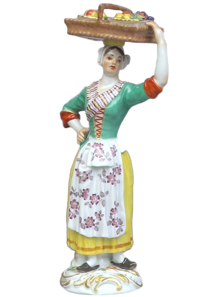 マイセン　人形　磁器　パリの物売りシリーズ　果物を売る女性